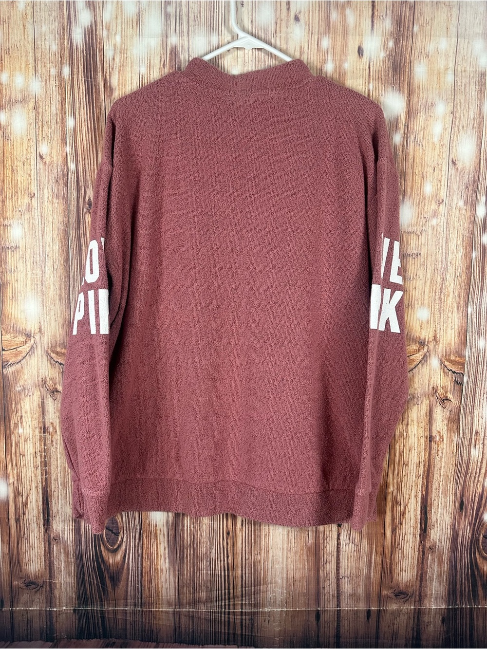 PINK Victoria's Secret  Stadium Mock Neck Pullover Sweater Dusty Rose Size Small - Picture 3 of 14